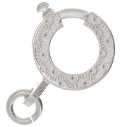 925 Sterling Silver 10mm Spring clasp - ethnic pattern - with open ring x1|raw }}