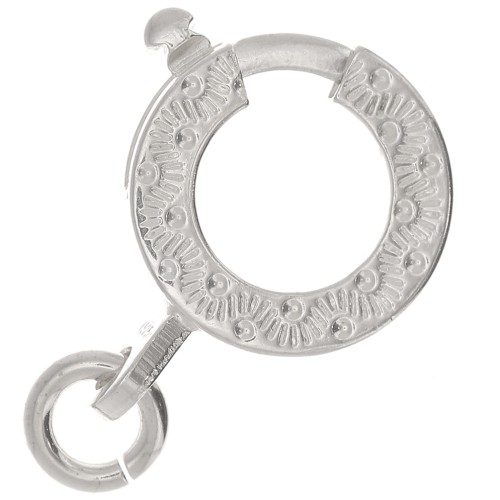 925 Sterling Silver 10mm Spring clasp - ethnic pattern - with open ring x1