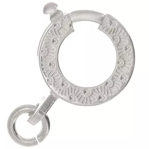 925 Sterling Silver 10mm Spring clasp - ethnic pattern - with open ring x1