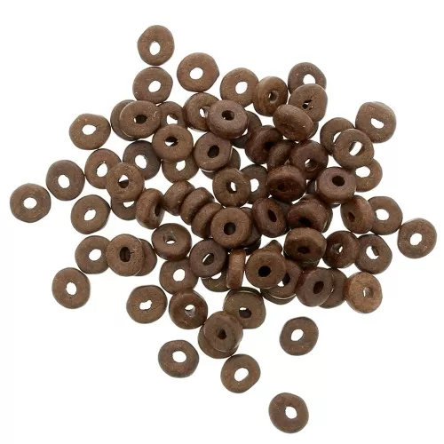 Heishi beads ceramic rondelles 5.3x2.5 mm - Dark brown mat x30