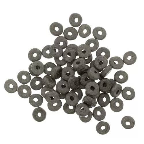 Heishi ceramic rondelle beads 5.3x2.5 mm - Dark grey mat x30