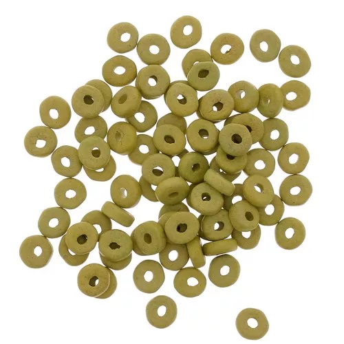 Heishi ceramic rondelle beads 5.3x2.5 mm - Light green mat x30