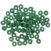 Heishi ceramic rondelle beads 5.3x2.5 mm - Fir green mat x30