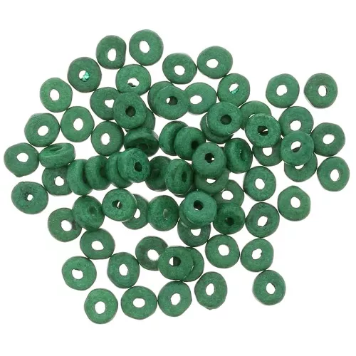 Heishi ceramic rondelle beads 5.3x2.5 mm - Fir green mat x30