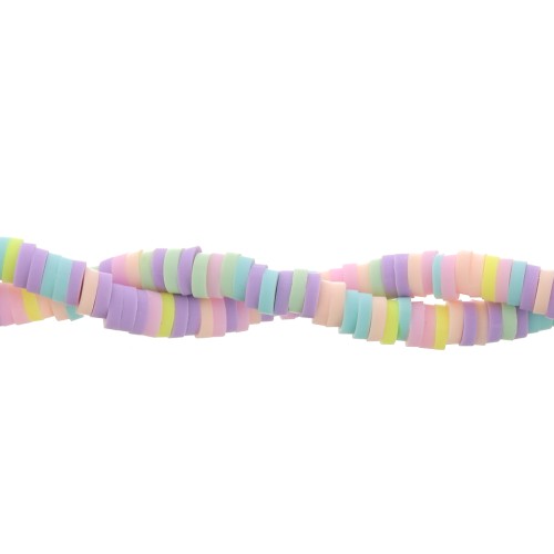 Heishi beads polymer clay rondelles 4x1mm - Pastel multicolor - violet x39cm