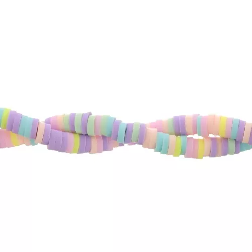 Heishi beads polymer clay rondelles 4x1mm - Pastel multicolor - violet x39cm