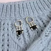 16mm Brasse Rhombus hoop earrings 3 rings to decorate - Rhodium x2