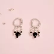 16mm Brasse Rhombus hoop earrings 3 rings to decorate - Rhodium x2