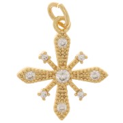 18x16mm Cross pendant with zirconium oxide - Gold Tone - Crystal x1|raw }}