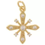 18x16mm Cross pendant with zirconium oxide - Gold Tone - Crystal x1
