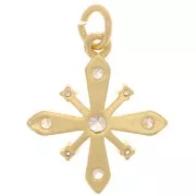 18x16mm Cross pendant with zirconium oxide - Gold Tone - Crystal x1
