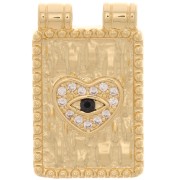 20x13mm Heart motif pendant plate with zirconium oxide - Gold - Crystal x1|raw }}