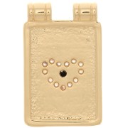 20x13mm Heart motif pendant plate with zirconium oxide - Gold - Crystal x1