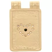 20x13mm Heart motif pendant plate with zirconium oxide - Gold - Crystal x1