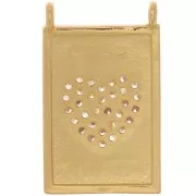 21x13mm Pendant plate - heart pattern - with zirconium oxide - Gold Tone - Crystal x1