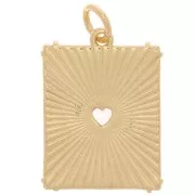 20x15mm Heart pattern pendant plate with zirconium oxide - Gold Tone - Crystal x1