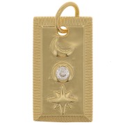 22x13mm Star and Moon Pendant with Zircon - Gold Tone - Crystal x1|raw }}