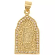 24x13mm Religious pendant - Virgin motif - with zirconium oxide - Gold - Crystal x1