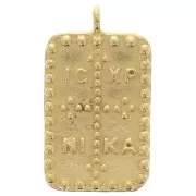 34x19mm Pendant plate - Benediction cross pattern - Gilded with fine gold x1