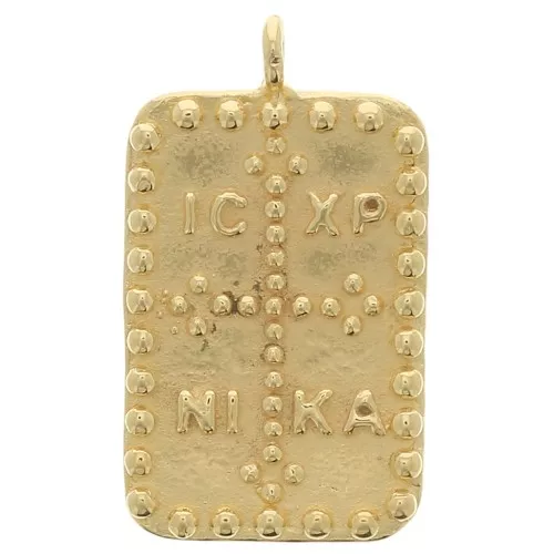 34x19mm Pendant plate - Benediction cross pattern - Gilded with fine gold x1