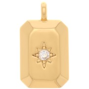 15x9mm Rectangle Charm - North Star with Zircon - Gold Tone - Crystal x1|raw }}