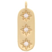 17x6mm Rectangle Charm - North Star with zirconium oxide - Gold Tone - Crystal x1|raw }}