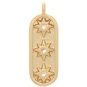 17x6mm Rectangle Charm - North Star with zirconium oxide - Gold Tone - Crystal x1