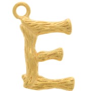 15.5x10mm Alphabet letter pendant bamboo effect - E - Fine Gold plated x1|raw }}