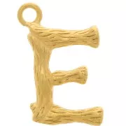 15.5x10mm Alphabet letter pendant bamboo effect - E - Fine Gold plated x1
