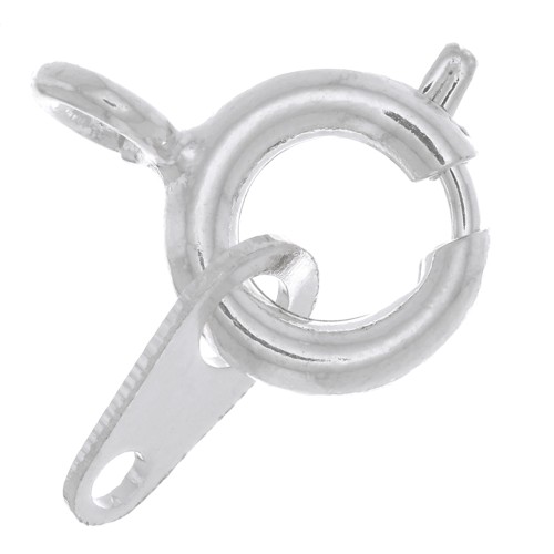 6 mm spring clasp with tag fastener - Silver x1
