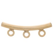 20x6mm Gold filled Tube with 3 charm clips for 1.5 mm cord x1
