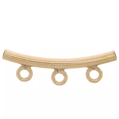 20x6mm Gold filled Tube with 3 charm clips for 1.5 mm cord x1