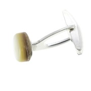 Cuff-link with 8 mm pad Sterling Silver 925 x1|raw }}