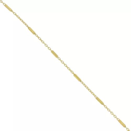 1.2mm 925 Sterling Silver cable mesh Chain with tubes - Fine Gold Plated x50cm