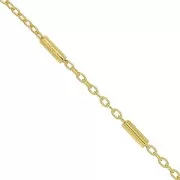 1.2mm 925 Sterling Silver cable mesh Chain with tubes - Fine Gold Plated x50cm