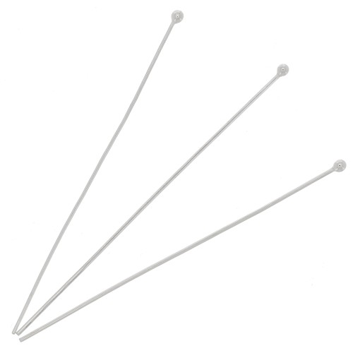 50x0.60mm 925 Sterling Silver Ball Head pins x10
