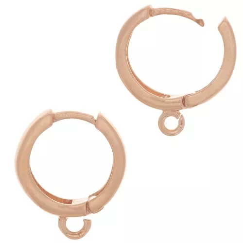 13mm 925 Sterling Silver Hoop earrings with open ring - Rose Gold x2