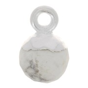 6mm 925 Sterling Silver Faceted Ball Charm - Gemstone - Howlite x1