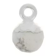 6mm 925 Sterling Silver Faceted Ball Charm - Gemstone - Howlite x1