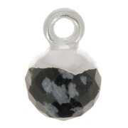 6mm 925 Sterling Silver Faceted Ball Charm - Gemstone - Obsidian x1|raw }}