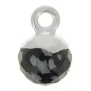 6mm 925 Sterling Silver Faceted Ball Charm - Gemstone - Obsidian x1