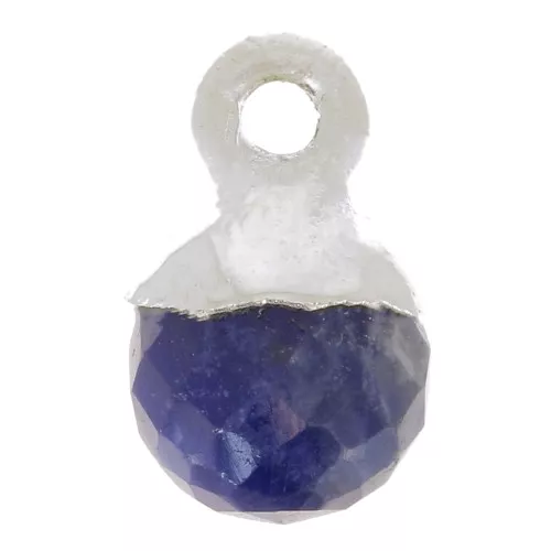 6mm 925 Sterling Silver Faceted Ball Charm - Gemstone -- Sodalite x1