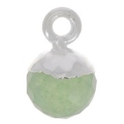 6mm 925 Sterling Silver Faceted Ball Charm - Gemstone - Aventurine x1