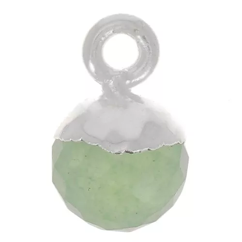 6mm 925 Sterling Silver Faceted Ball Charm - Gemstone - Aventurine x1