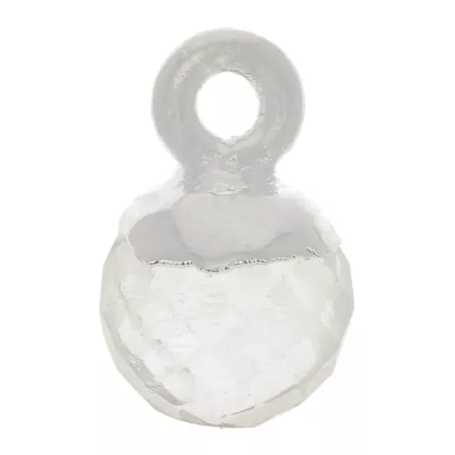 6mm 925 Sterling Silver Faceted Ball Charm - Gemstone - Rock crystal x1