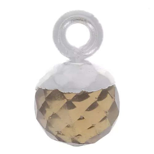 6mm 925 Sterling Silver Faceted Ball Charm - Gemstone - Smocky Quartz x1