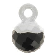 6mm 925 Sterling Silver Faceted Ball Charm - Gemstone - Black Onyx x1