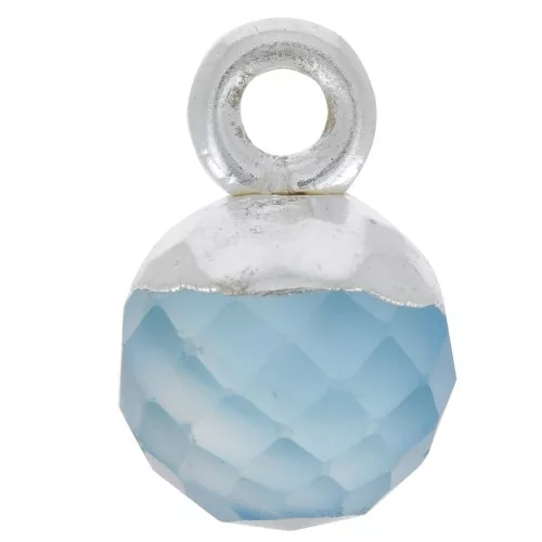 6mm 925 Sterling Silver Faceted Ball Charm - Gemstone - Blue Onyx x1