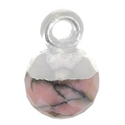 6mm 925 Sterling Silver Faceted Ball Charm - Gemstone - Rhodonite x1|raw }}