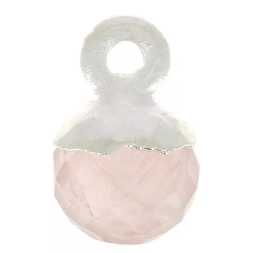 6mm 925 Sterling Silver Faceted Ball Charm - Gemstone - Rose Quartz x1
